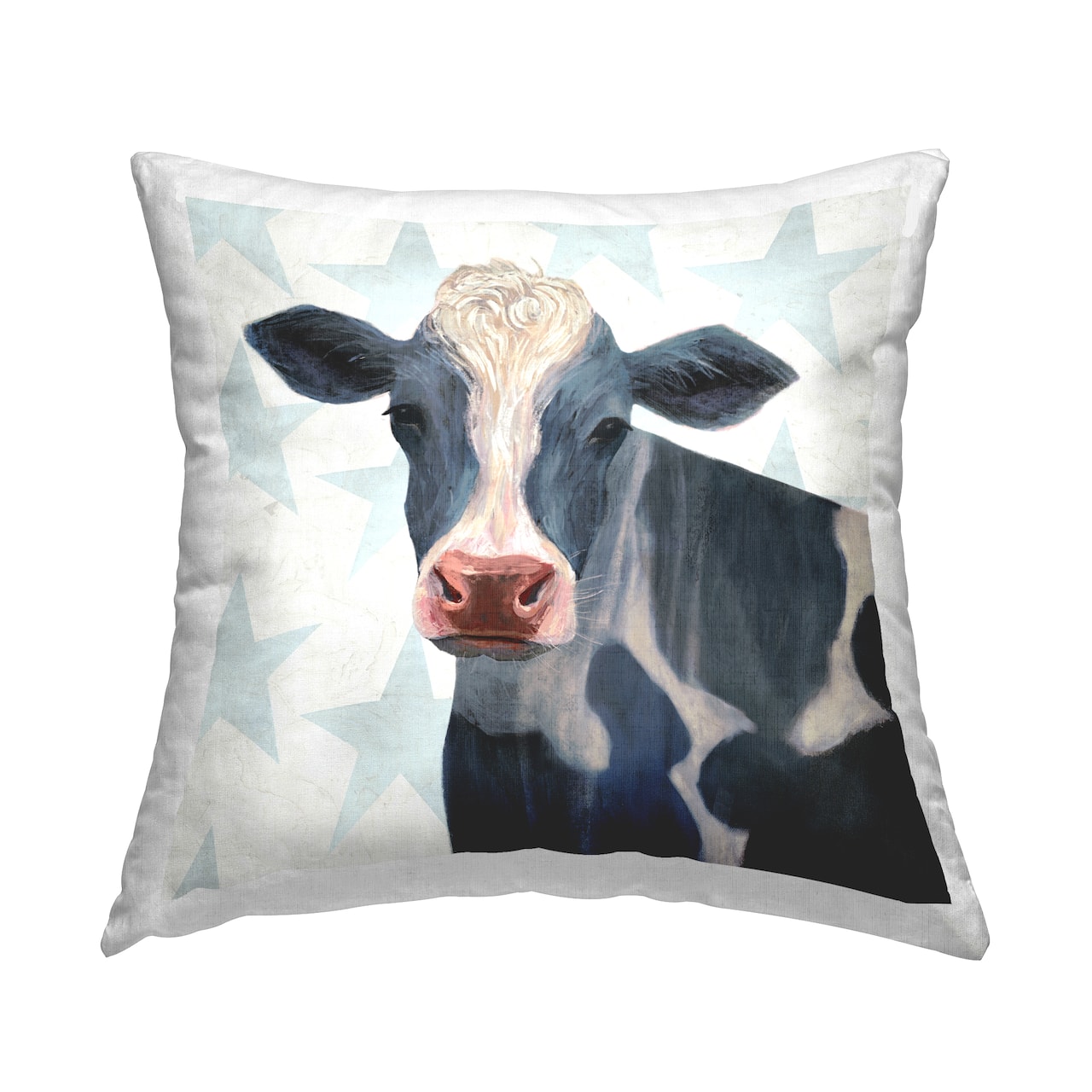 Stupell Industries Patriotic Farm Cow Painting with Blue Stars Throw Pillow 18" x 18"
